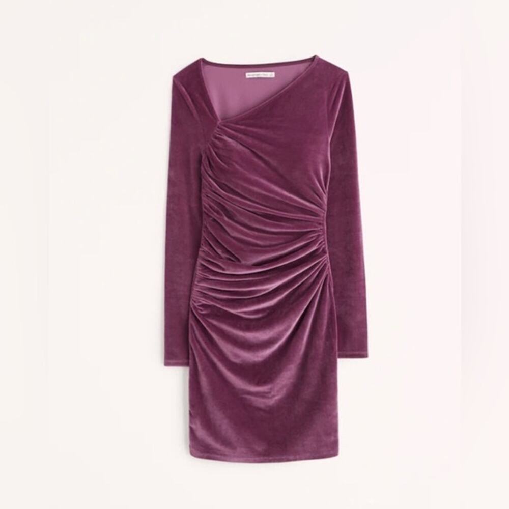 Abercrombie & Fitch Women Medium Velvet Stretch Mini Dress Ruched Holiday Formal
